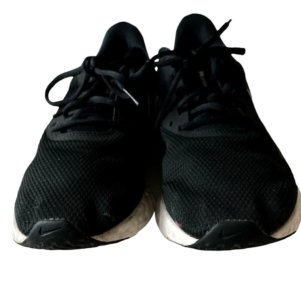 Nike Mens Revolution 5 BQ3204-002 Black White Low Top Lace Up Running Shoes 11.5